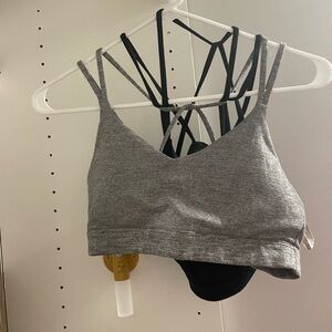 Two Old Navy Cross Back Strappy Sports Bras Gray & Black